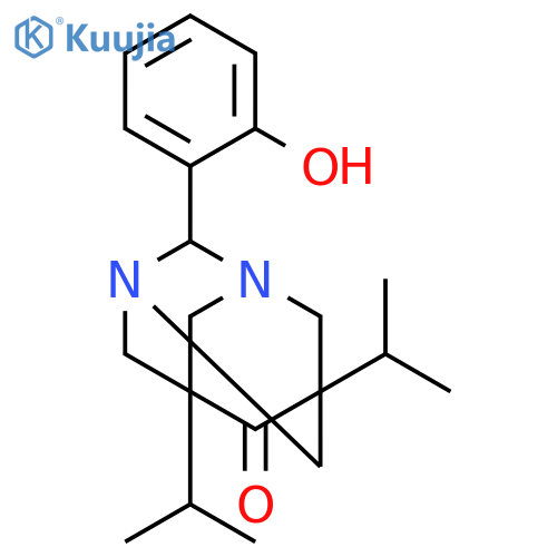<br>2-(2-Hydroxy-phenyl)-5,7-diisopropyl-1,3-diaza-tricyclo[3.3.1.1*3,7*]decan- 6-one structure