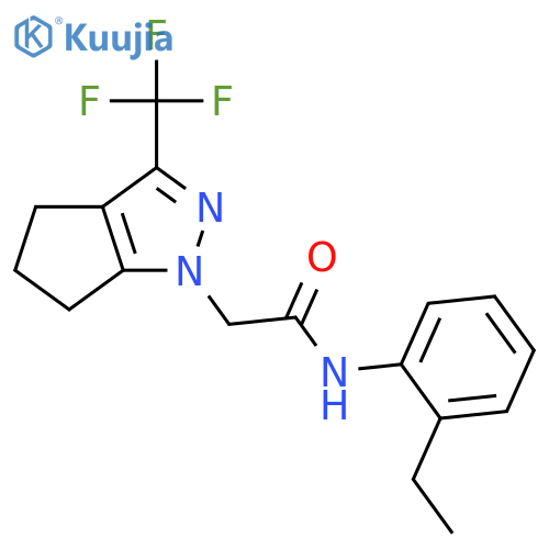 <br>N-(2-Ethyl-phenyl)-2-(3-trifluoromethyl-5,6-dihydro-4H-cyclopentapyrazol-1- yl)-acetamide structure