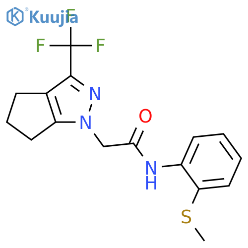 <br>N-(2-Methylsulfanyl-phenyl)-2-(3-trifluoromethyl-5,6-dihydro-4H-cyclopentap yrazol-1-yl)-acetamide structure