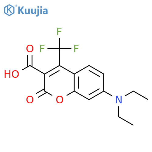 7-(Diethylamino)-2-oxo-4-(trifluoromethyl)-2H-chromene-3-carboxylic acid structure