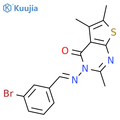 <br>3-[(3-Bromo-benzylidene)-amino]-2,5,6-trimethyl-3H-thieno[2,3-d]pyrimidin-4 -one structure