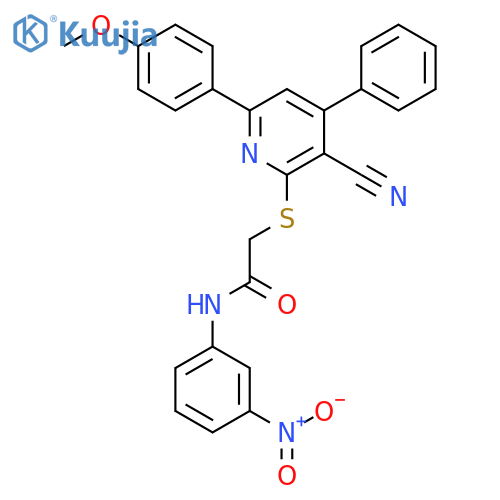 <br>2-[3-Cyano-6-(4-methoxy-phenyl)-4-phenyl-pyridin-2-ylsulfanyl]-N-(3-nitro-p henyl)-acetamide structure