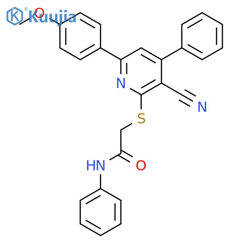 <br>2-[3-Cyano-6-(4-methoxy-phenyl)-4-phenyl-pyridin-2-ylsulfanyl]-N-phenyl-ace tamide structure