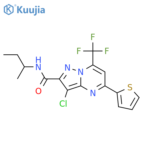<br>N-(sec-butyl)-3-chloro-5-thien-2-yl-7-(trifluoromethyl)pyrazolo[1,5-a]pyrim idine-2-carboxamide structure