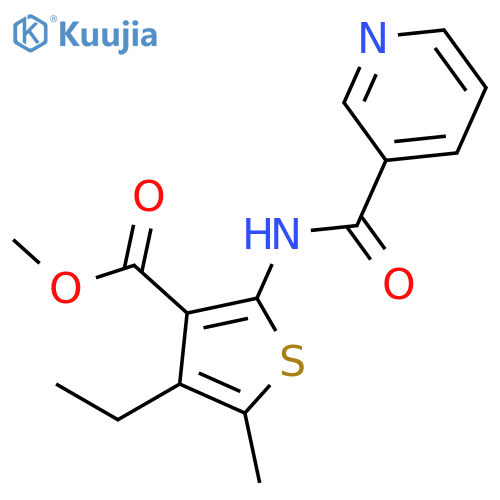<br>4-Ethyl-5-methyl-2-[(pyridine-3-carbonyl)-amino]-thiophene-3-carboxylic aci d methyl ester structure
