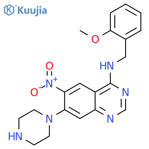 4-Quinazolinamine,N-[(2-methoxyphenyl)methyl]-6-nitro-7-(1-piperazinyl)- structure