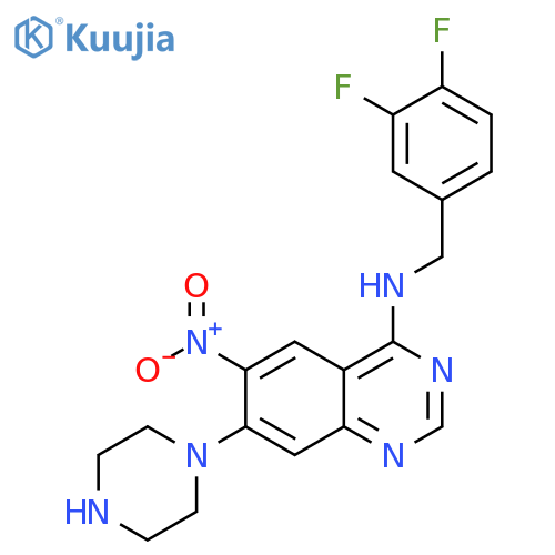 4-Quinazolinamine,N-[(3,4-difluorophenyl)methyl]-6-nitro-7-(1-piperazinyl)- structure