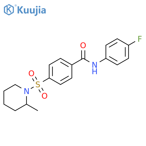 N-(4-fluorophenyl)-4-(2-methylpiperidin-1-yl)sulfonylbenzamide structure