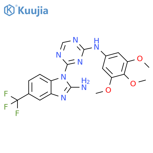 1H-Benzimidazol-2-amine,5-(trifluoromethyl)-1-[4-[(3,4,5-trimethoxyphenyl)amino]-1,3,5-triazin-2-yl]- structure