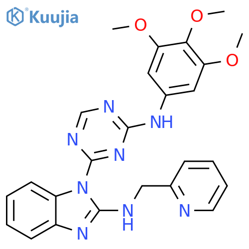 1H-Benzimidazol-2-amine,N-(2-pyridinylmethyl)-1-[4-[(3,4,5-trimethoxyphenyl)amino]-1,3,5-triazin-2-yl]- structure