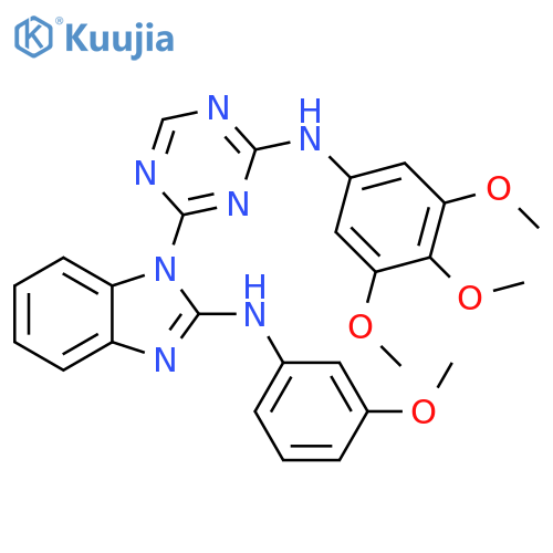 1H-Benzimidazol-2-amine,N-(3-methoxyphenyl)-1-[4-[(3,4,5-trimethoxyphenyl)amino]-1,3,5-triazin-2-yl]- structure