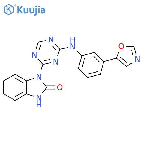 2H-Benzimidazol-2-one,1,3-dihydro-1-[4-[[3-(5-oxazolyl)phenyl]amino]-1,3,5-triazin-2-yl]- structure