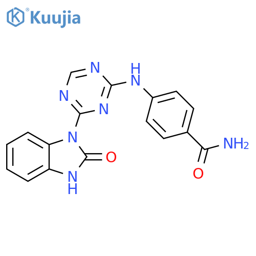 Benzamide,4-[[4-(2,3-dihydro-2-oxo-1H-benzimidazol-1-yl)-1,3,5-triazin-2-yl]amino]- structure