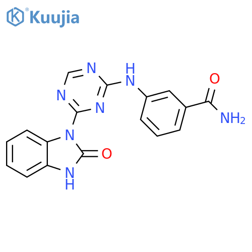 Benzamide,3-[[4-(2,3-dihydro-2-oxo-1H-benzimidazol-1-yl)-1,3,5-triazin-2-yl]amino]- structure