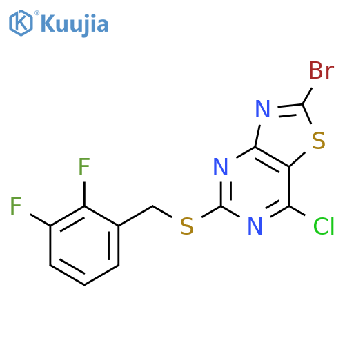 2-Bromo-7-chloro-5-[[(2,3-difluorophenyl)methyl]thio]thiazolo[4,5-d]pyrimidine structure