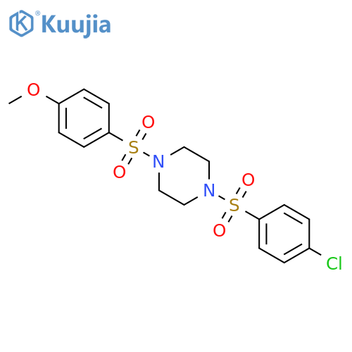 1-[(4-chlorophenyl)sulfonyl]-4-[(4-methoxyphenyl)sulfonyl]piperazine structure