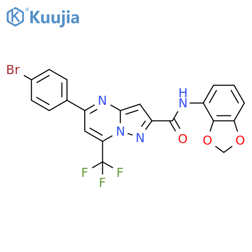 <br>N-1,3-benzodioxol-4-yl-5-(4-bromophenyl)-7-(trifluoromethyl)pyrazolo[1,5-a] pyrimidine-2-carboxamide structure