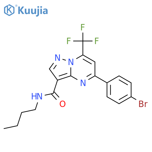 <br>5-(4-Bromo-phenyl)-7-trifluoromethyl-pyrazolo[1,5-a]pyrimidine-3-carboxylic  acid butylamide structure