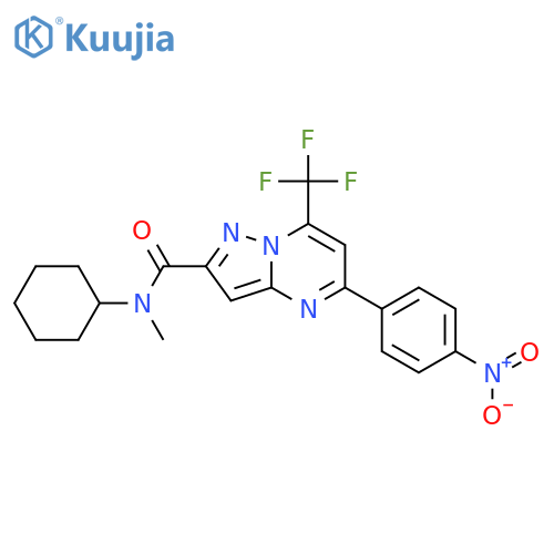 <br>N-cyclohexyl-N-methyl-5-(4-nitrophenyl)-7-(trifluoromethyl)pyrazolo[1,5-a]p yrimidine-2-carboxamide structure