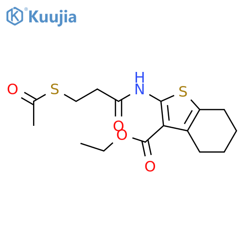 <br>ethyl 2-(3-(acetylthio)propanamido)-4,5,6,7-tetrahydrobenzo[b]thiophene-3-c arboxylate structure