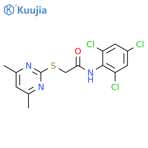 <br>2-(4,6-Dimethyl-pyrimidin-2-ylsulfanyl)-N-(2,4,6-trichloro-phenyl)-acetamid e structure