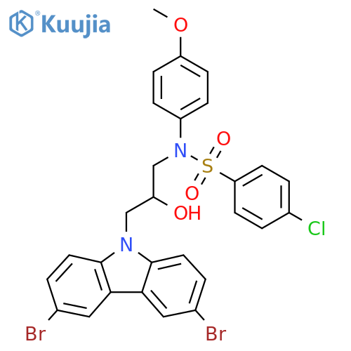 4-chloro-N-3-(3,6-dibromo-9H-carbazol-9-yl)-2-hydroxypropyl-N-(4-methoxyphenyl)benzene-1-sulfonamide structure