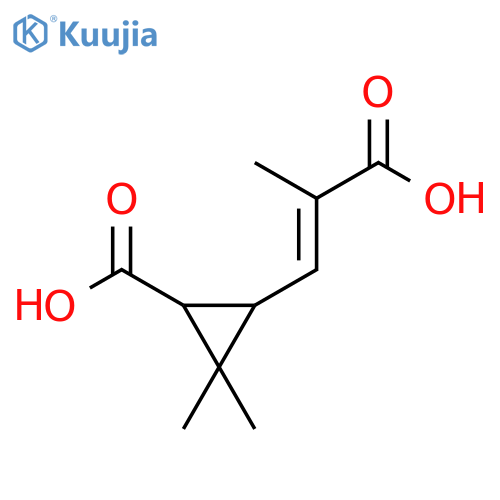 (1S,3S)-3-[(1E)-2-carboxyprop-1-en-1-yl]-2,2-dimethylcyclopropanecarboxylic acid structure