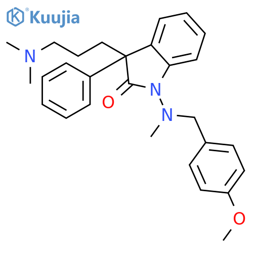 3-[3-(dimethylamino)propyl]-1-[(4-methoxybenzyl)(methyl)amino]-3-phenyl-1,3-dihydro-2H-indol-2-one structure