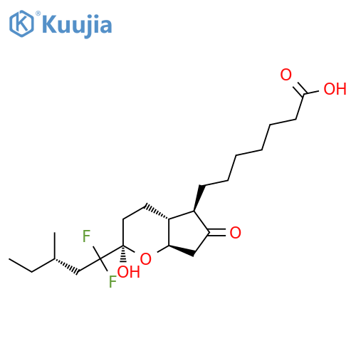 Cyclopenta[b]pyran-5-heptanoic acid, 2-[(3S)-1,1-difluoro-3-methylpentyl]octahydro-2-hydroxy-6-oxo-, (2R,4aR,5R,7aR)- structure