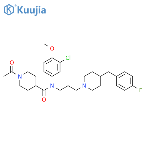 4-Piperidinecarboxamide,1-acetyl-N-(3-chloro-4-methoxyphenyl)-N-[3-[4-[(4-fluorophenyl)methyl]-1-piperidinyl]propyl]- structure
