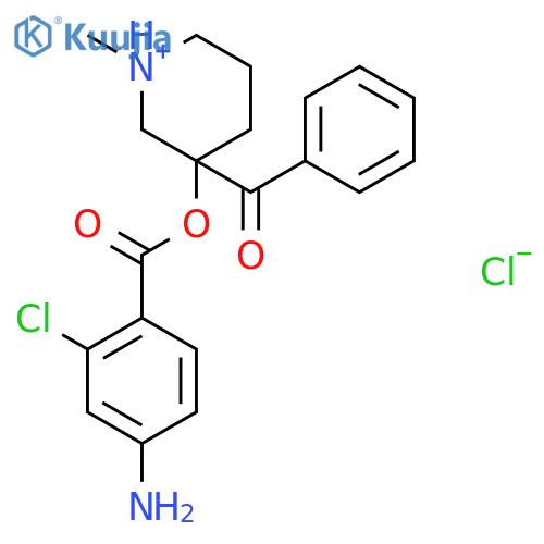 3-[(4-amino-2-chlorobenzoyl)oxy]-3-benzoyl-1-methylpiperidinium chloride structure