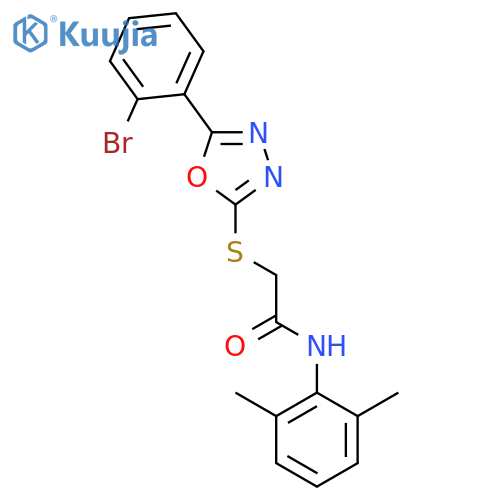 <br>2-[5-(2-Bromo-phenyl)-[1,3,4]oxadiazol-2-ylsulfanyl]-N-(2,6-dimethyl-phenyl )-acetamide structure