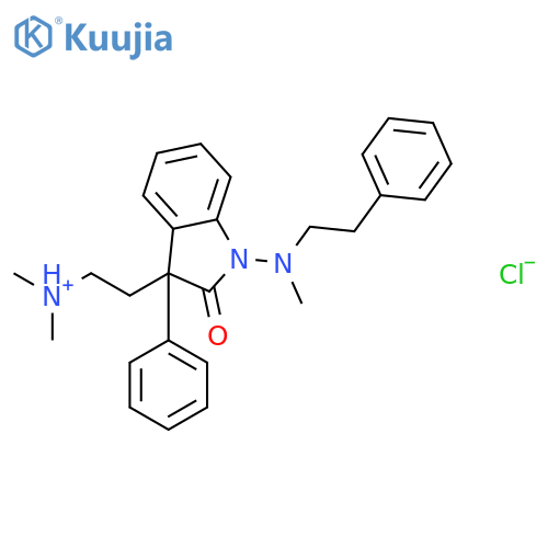 N,N-dimethyl-2-{1-[methyl(2-phenylethyl)amino]-2-oxo-3-phenyl-2,3-dihydro-1H-indol-3-yl}ethanaminium chloride structure