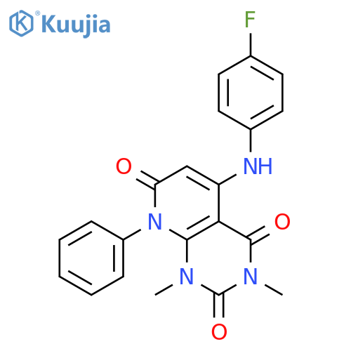 5-[(4-fluorophenyl)amino]-1,3-dimethyl-8-phenylpyrido[2,3-d]pyrimidine-2,4,7(1H,3H,8H)-trione structure