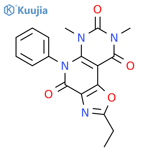2-ethyl-6,8-dimethyl-5-phenyl[1,3]oxazolo[5'',4'':4,5]pyrido[2,3-d]pyrimidine-4,7,9(5H,6H,8H)-trione structure