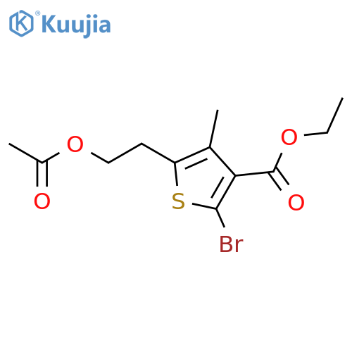 Ethyl 5-(2-acetoxyethyl)-2-bromo-4-methylthiophene-3-carboxylate structure