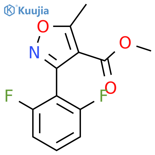 4-Isoxazolecarboxylicacid, 3-(2,6-difluorophenyl)-5-methyl-, methyl ester structure