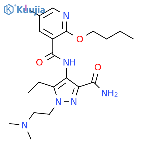 3-Pyridinecarboxamide,N-[3-(aminocarbonyl)-1-[2-(dimethylamino)ethyl]-5-ethyl-1H-pyrazol-4-yl]-2-butoxy-5-iodo- structure