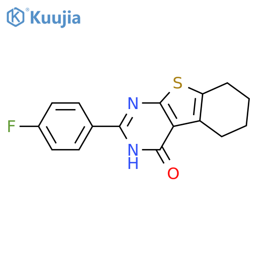 <br>2-(4-Fluoro-phenyl)-5,6,7,8-tetrahydro-3H-benzo[4,5]thieno[2,3-d]pyrimidin- 4-one structure