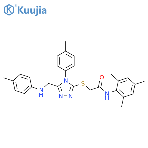 <br>N-mesityl-2-{[4-(4-methylphenyl)-5-(4-toluidinomethyl)-4H-1,2,4-triazol-3-y l]sulfanyl}acetamide structure