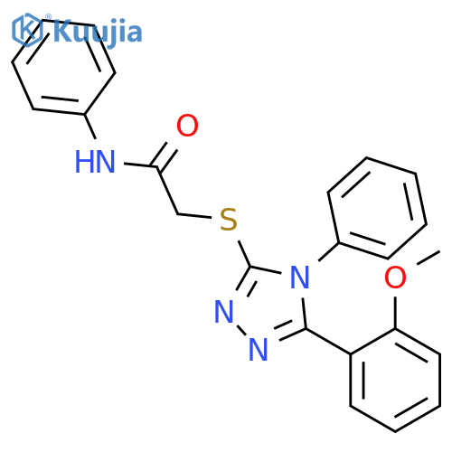 <br>2-((5-(2-Methoxyphenyl)-4-phenyl-4H-1,2,4-triazol-3-yl)thio)-N-phenylacetam ide structure