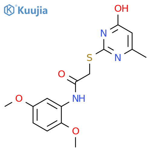 <br>N-(2,5-Dimethoxy-phenyl)-2-(4-hydroxy-6-methyl-pyrimidin-2-ylsulfanyl)-acet amide structure