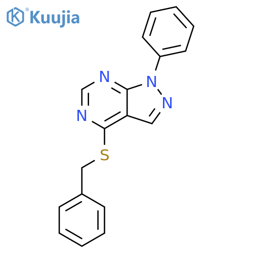 1H-Pyrazolo[3,4-d]pyrimidine, 1-phenyl-4-[(phenylmethyl)thio]- structure