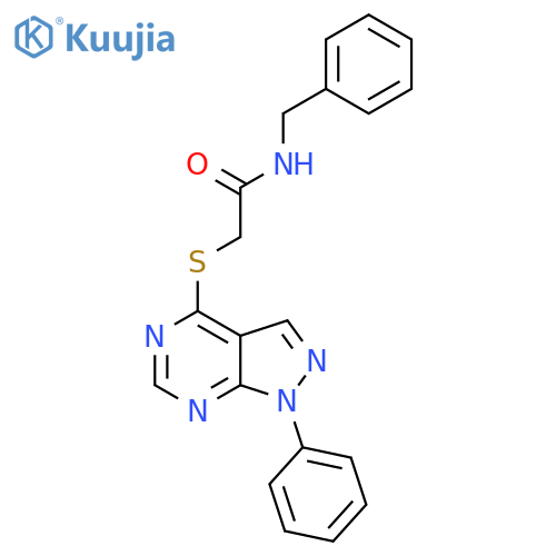 N-benzyl-2-({1-phenyl-1H-pyrazolo3,4-dpyrimidin-4-yl}sulfanyl)acetamide structure