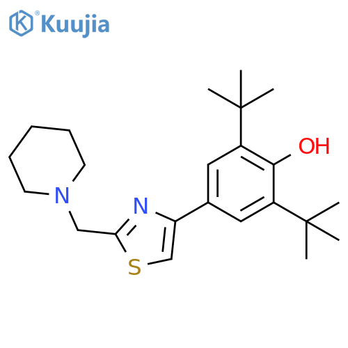 Phenol, 2,6-bis(1,1-dimethylethyl)-4-[2-(1-piperidinylmethyl)-4-thiazolyl]- structure