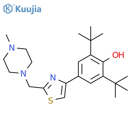 Phenol,2,6-bis(1,1-dimethylethyl)-4-[2-[(4-methyl-1-piperazinyl)methyl]-4-thiazolyl]- structure