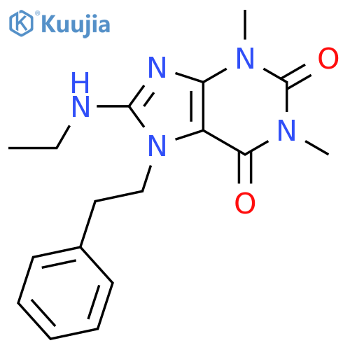 8-(ethylamino)-1,3-dimethyl-7-(2-phenylethyl)-2,3,6,7-tetrahydro-1H-purine-2,6-dione structure