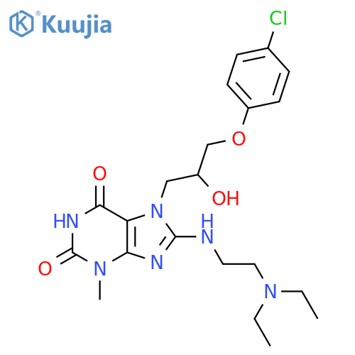 7-3-(4-chlorophenoxy)-2-hydroxypropyl-8-{2-(diethylamino)ethylamino}-3-methyl-2,3,6,7-tetrahydro-1H-purine-2,6-dione structure