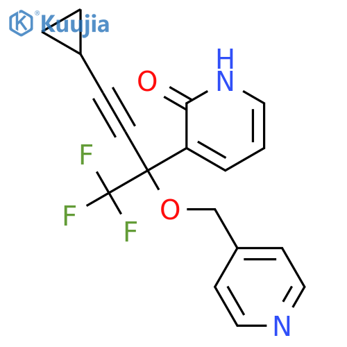 3-[(2S)-4-cyclopropyl-1,1,1-trifluoro-2-(pyridin-4-ylmethoxy)but-3-yn-2-yl]pyridin-2(1H)-one structure
