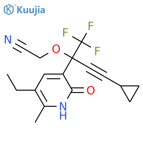 {[(2S)-4-cyclopropyl-2-(5-ethyl-6-methyl-2-oxo-1,2-dihydropyridin-3-yl)-1,1,1-trifluorobut-3-yn-2-yl]oxy}acetonitrile structure